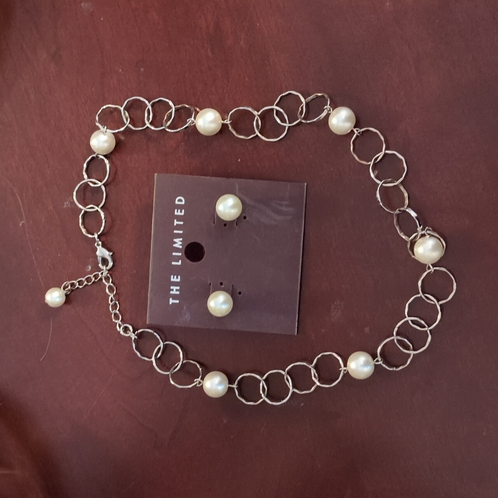 The Limited Pearl and Silver Necklace and Earrings